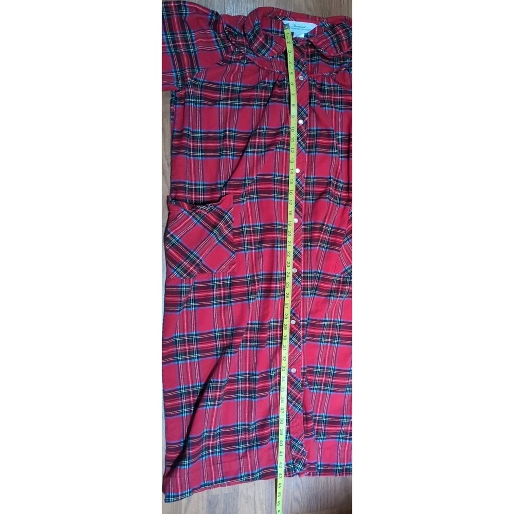 Vermont Country Store Robe/Nightgown Sz M Red Plaid Flannel Cotton Cottagecore - Picture 8 of 9